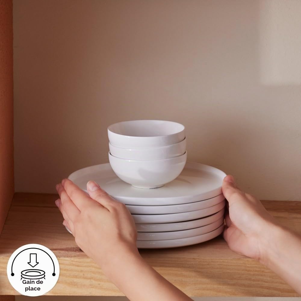 Karaca Forever Bone Fika Service de Table 22 Pièces pour 6 Personnes, Élégant Set de petit-déjeuner, Vaisselle en Porcelaine Fine avec Assiettes, Bols, Plats de Service