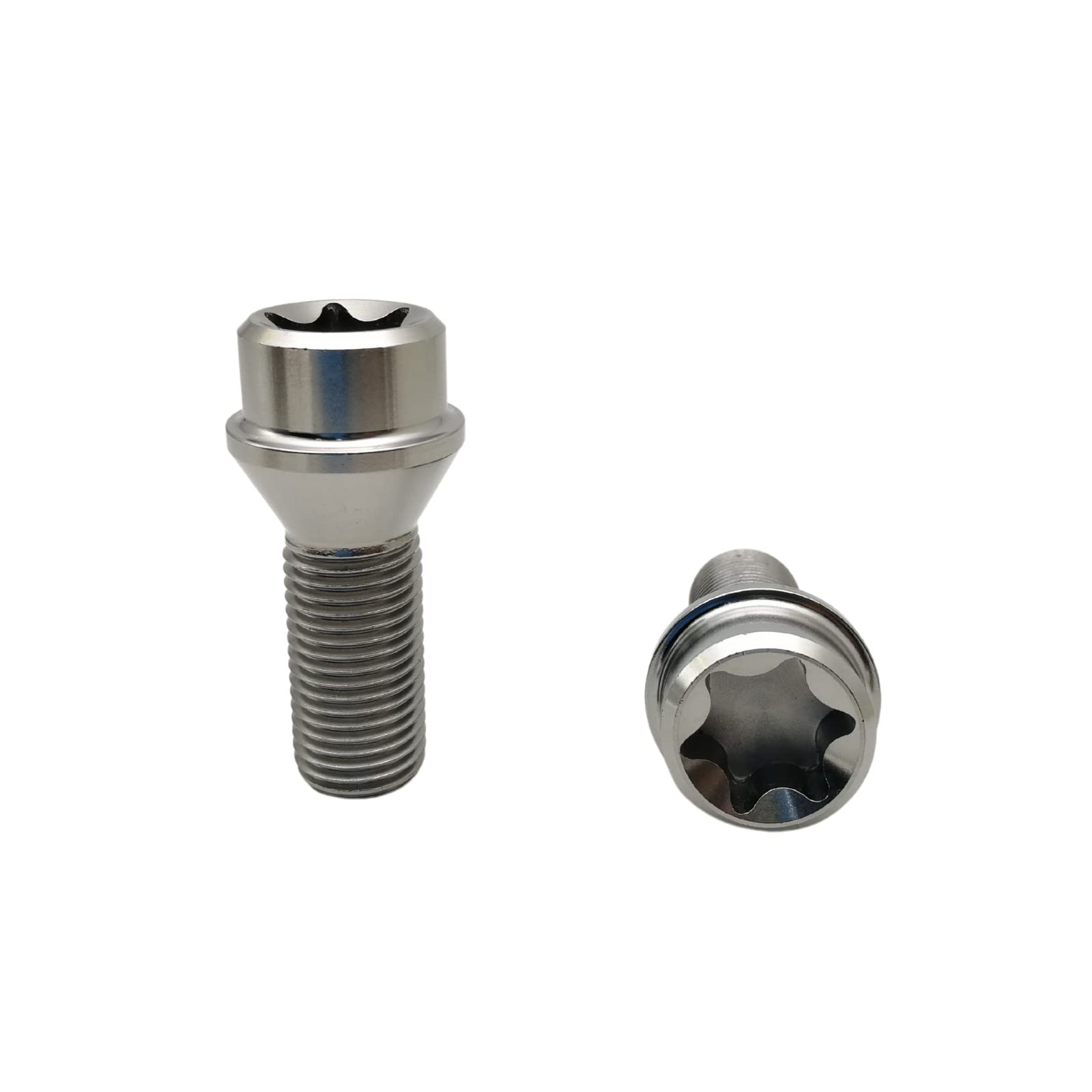 RISON-Titanium Radschrauben M12 x 1,5 x 28 Titan Torx Kopf Lug Bolts 28mm Schaft 20 Stück 6AL4V Luftfahrtqualität Kegelsitz Natur M12 x 1,5 x 28mm Lug Bolts