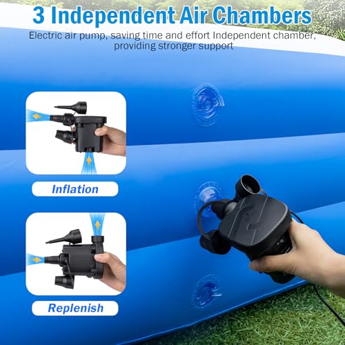 Image of Extra Large Inflatable Swimming Pool for Adults - 180'' x 76'' x 22'' Extra Large Blow-Up Pool Oversized Thickened Family with Pump, 15FT Extra Long Inflatable Pools for Backyard, Easy Set Big Pool