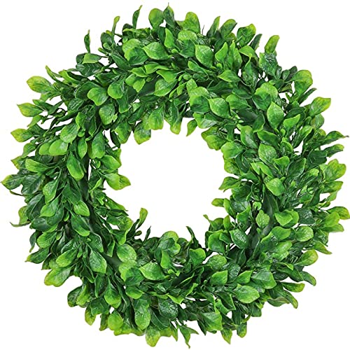 Enyhom Couronne décorative artificielle de printemps - Couronne murale - Couronne de porte - Vert - Couronne de fleurs - Décoration décorative - Pour l'extérieur, mariage, jardin, fenêtre Cover
