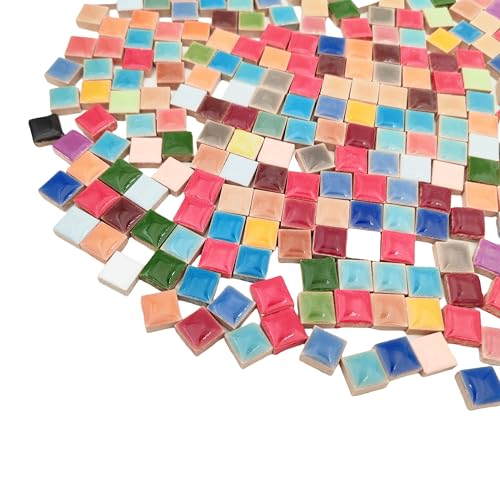 BTMIEY 500 g di piastrelle a mosaico in ceramica, per fai da te, creative, per lavori fai da te, piatti, vasi da fiori, vasi, tazze, mosaico (1,5 cm quadrati)