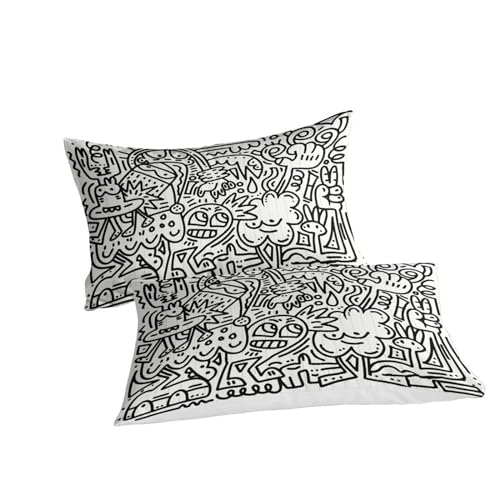 Housses de couettes microfibr parure de lit 220x240cm graffiti imprimé 3D fermeture éclair - 6