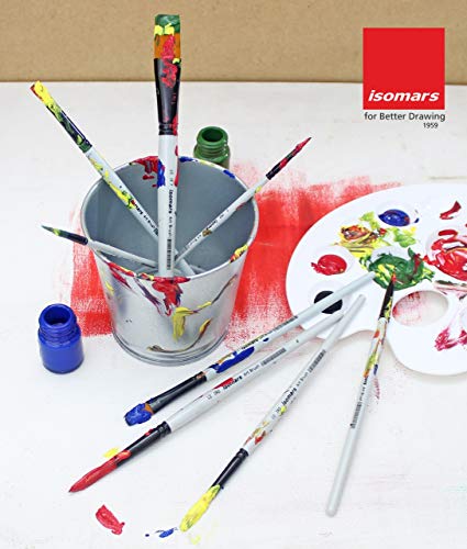 Image of Isomars Round & Flat Paint Brush Set - Set of 7 Professional Art Brushes for Acrylic, Watercolor, Oil & Craft Painting | Multi-Size Brushes for Canvas, Detail Work & Mixed Media