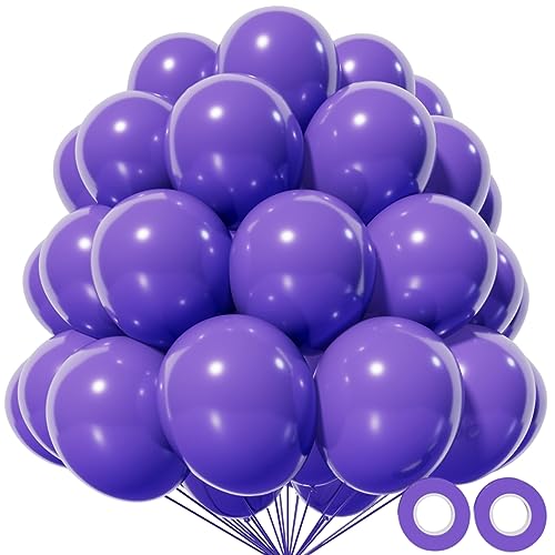 Image of Purple Balloons 12 inch, 110pcs Latex Party Balloons Helium Quality for Birthday Graduation Baby Shower Valentines Christmas Wedding Party Decorations (Purple)