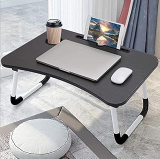 Laptop Bed Table, Lap Table Dorm Desk Notebook Stand Reading Holder, Serving Tray Dining Table with Cup Holder, Bed Tray Laptop Desk for Eating Breakfast, Working, Watching Movie on Bed/Sofa/Floor