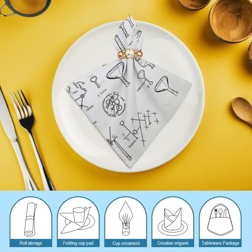 Servilletas de tela estampadas 2 piezas blancas cuadradas miniatura 7