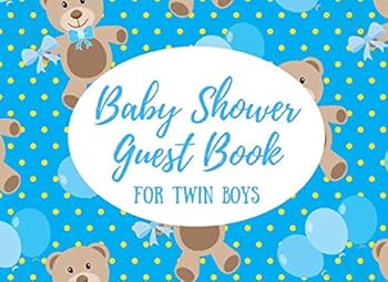 Paperback Baby Shower Guest Book for Twin Boys: Blue Teddy Bears and Polka Dots Book