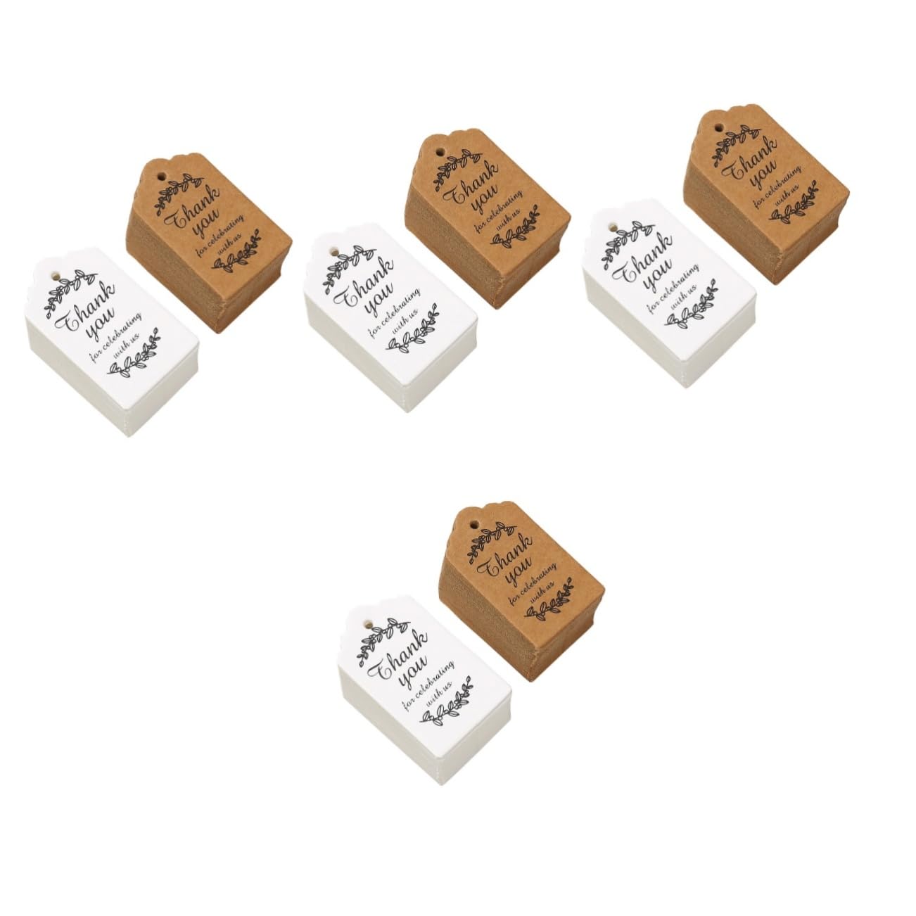 VALICLUD 4 Set Etichette Ringraziamento Per Decorazioni E Biglietti Tag Versatili Per Confezioni Compleanni E Matrimoni Design Elegante Naturale E Bianca 200 Pezzi*4