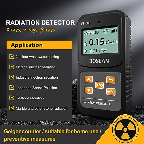 Image of Geiger Counter Nuclear Radiation Detector, Professional High Accuracy Radioactive Detector Meter Beta Gamma X Ray Data Tester Marble Dosimeter (White)