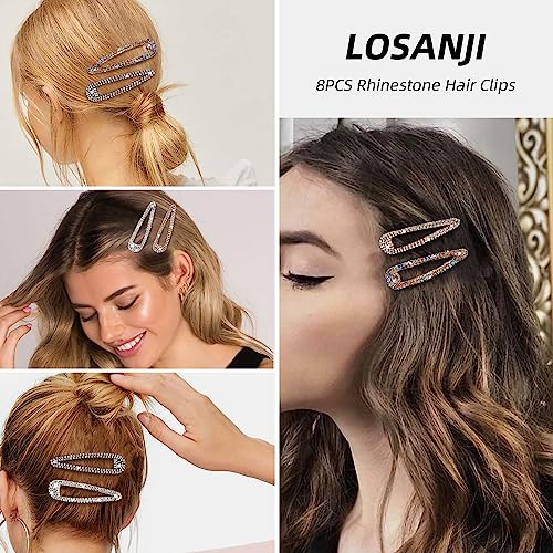 Losanji 8Pcs Rhinestone Hair Clips thumb #2