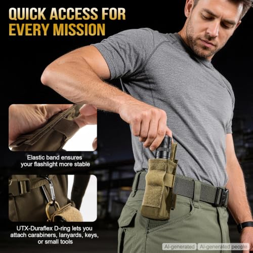 Image of OneTigris Flashlight Holster Flashlight Holder Molle Flashlight Holster Tactical Flashlight Pouch Holder for Belt 1000D Cordura Nylon
