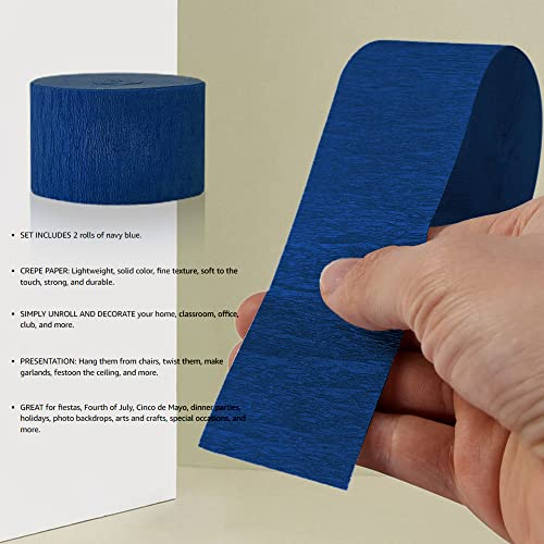 1St Choice 2 Rolls Crepe Paper Streamers, 145 Feet Total (Navy Blue) For Birthday Decorations, Party Decorations, Wedding Decorations #TOP2