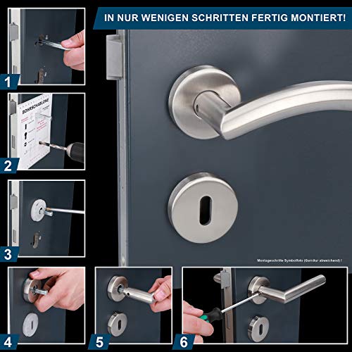 Alpertec 88020600 Edelstahl Peking II-R für Zimmertüren Drückergarnitur Türdrücker Türbeschläge Neu - Image 4