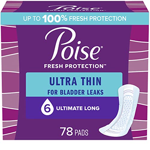 Poise Ultra Thin Incontinence Pads & Postpartum Incontinence Pads, 6 Drop Ultimate Absorbency, Long Length, 26 Count (Pack Of 3) #TOP9