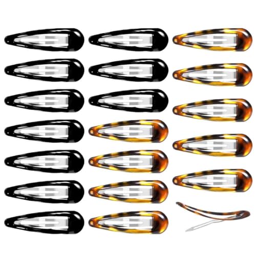COYUN 20 Piezas Pinzas de Pelo Niña Metal, Clips de Pelo a Presión Antideslizantes 5cm, Cabelo Accesorios Ideal para Cabello para Niñas Mujer(carey, negro)