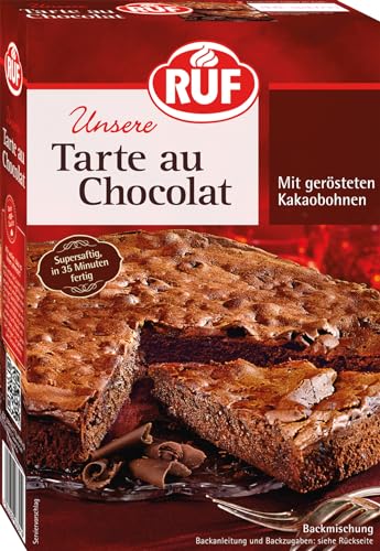 RUF Tarte au Chocolat, Backmischung für eine französische Schokoladen-Tarte aus der Springform, Schoko-Kuchen mit gerösteten Kakao-Bohnen