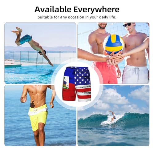 Haiti Haitian Map Flag Gold Men's Swimming Trunks Lightweight Breathable Beach Shorts Quick Dry Swim Shorts with Pockets 7