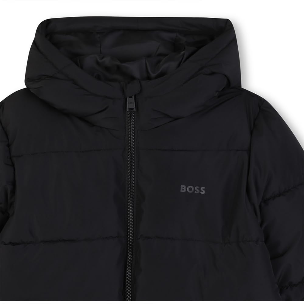 BOSS Piumino con cappuccio per bambini, nero, 6 anni