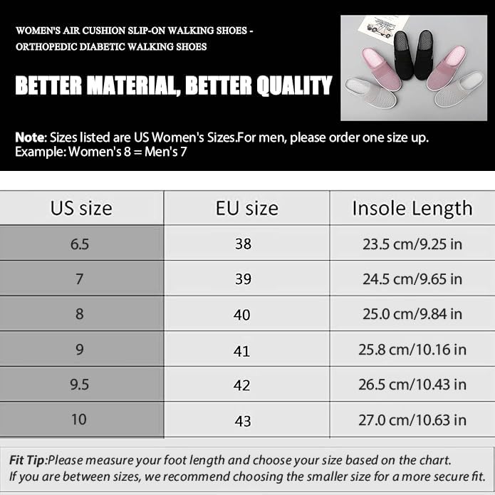 Image of Diabetic Shoes for Women,Orthopedic Slip-On Walking Shoes with Air Cushion | Women's Comfort Slip On Shoes with Arch Support, Breathable Knit Upper, Casual Walking Shoes