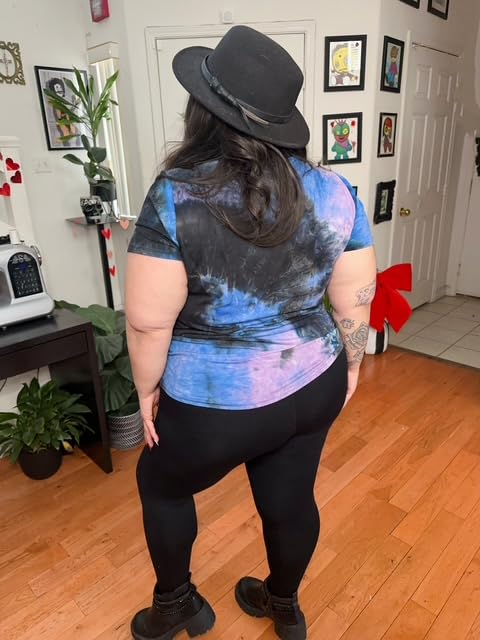 Image of CARCOS Womens Plus Size Tops Short Sleeve Shirts V Neck Tunic Floral /Tie Dye /Solid Summer Tees XL-5X