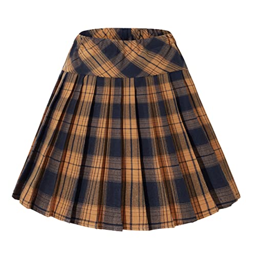 Urban CoCo Women's Elastic Waist Tartan Pleated School Skirt(Series 22, M)
