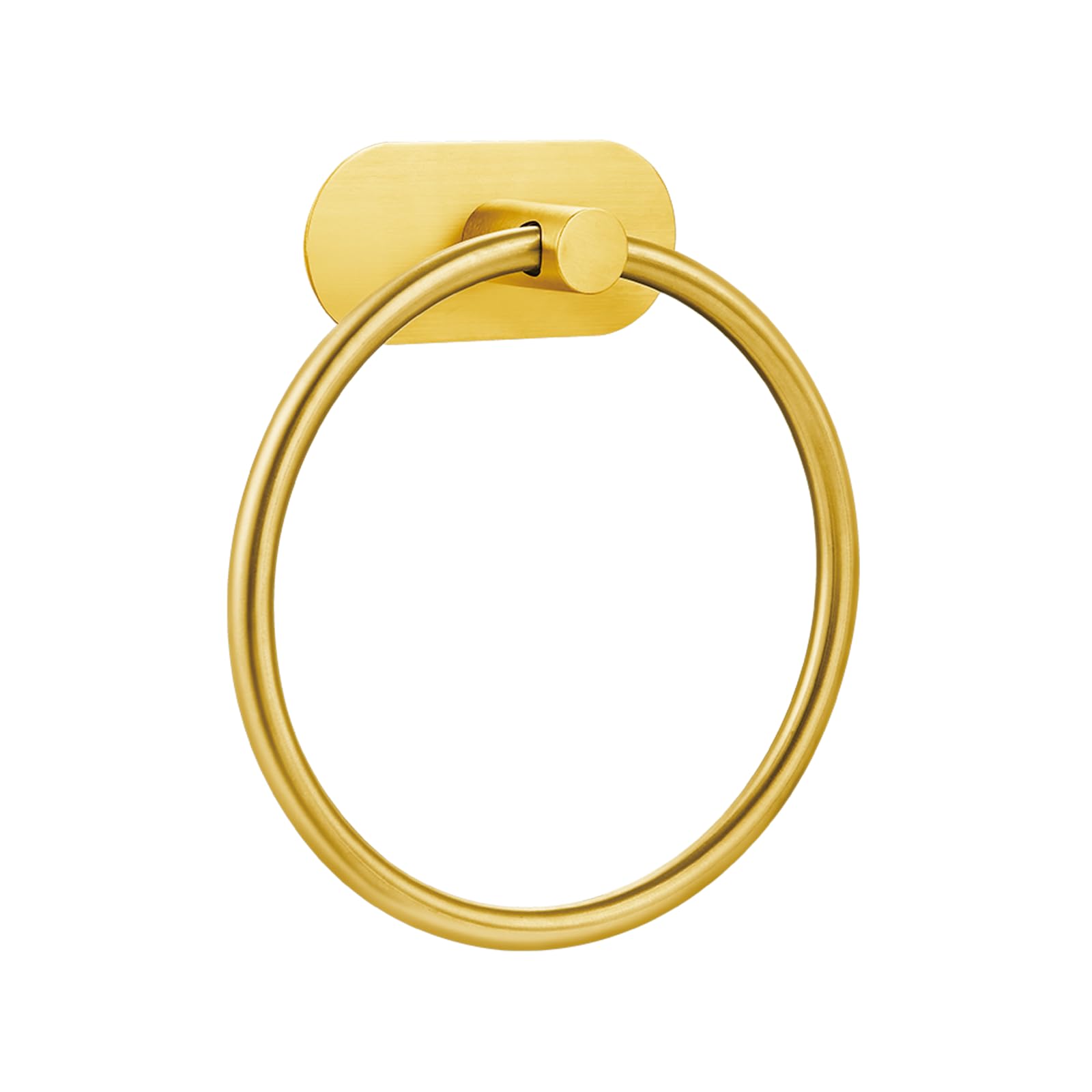 Self-Adhesive Towel Ring, No Drill Stainless Steel Round Hand Towel Holder, Rustproof Waterproof Towel Hanger with Strong Sticky Base, Modern Wall-Mounted Towel Loop for Bathroom Kitchen (Gold)