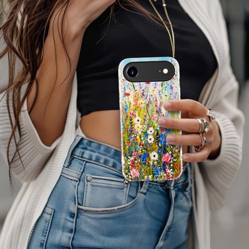 Image of Goodon for iPhone Air Case Cute - Wireless Charging Compatible - Dual-Layer Hard Shell + Silicone Cover - Protective Phone Case with Trendy Designs for Women - Wildflowers Painting | Dual-Layer Hard Shell + Silicone, Slim Fit Protective Phone Cover with Wildflower Designs for Women Girls
