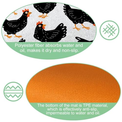Alfombrillas de cocina con pollos negros para un pasillo y cuarto de lavado más acogedor 6