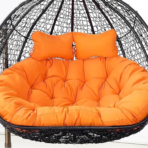 Cojín para Silla Colgante Tipo Huevo con reposacabezas Ajustable, Lavable, Grueso y Doble, para Exterior (F)