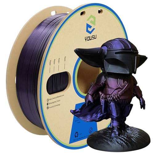 Image of YOUSU PLA Filament 1.75mm, 3D Printer Filament Silk Black Purple Color Changing, Silk PLA Filament, 3D Printing Filament 1.75 + /-0.02mm, 1kg.