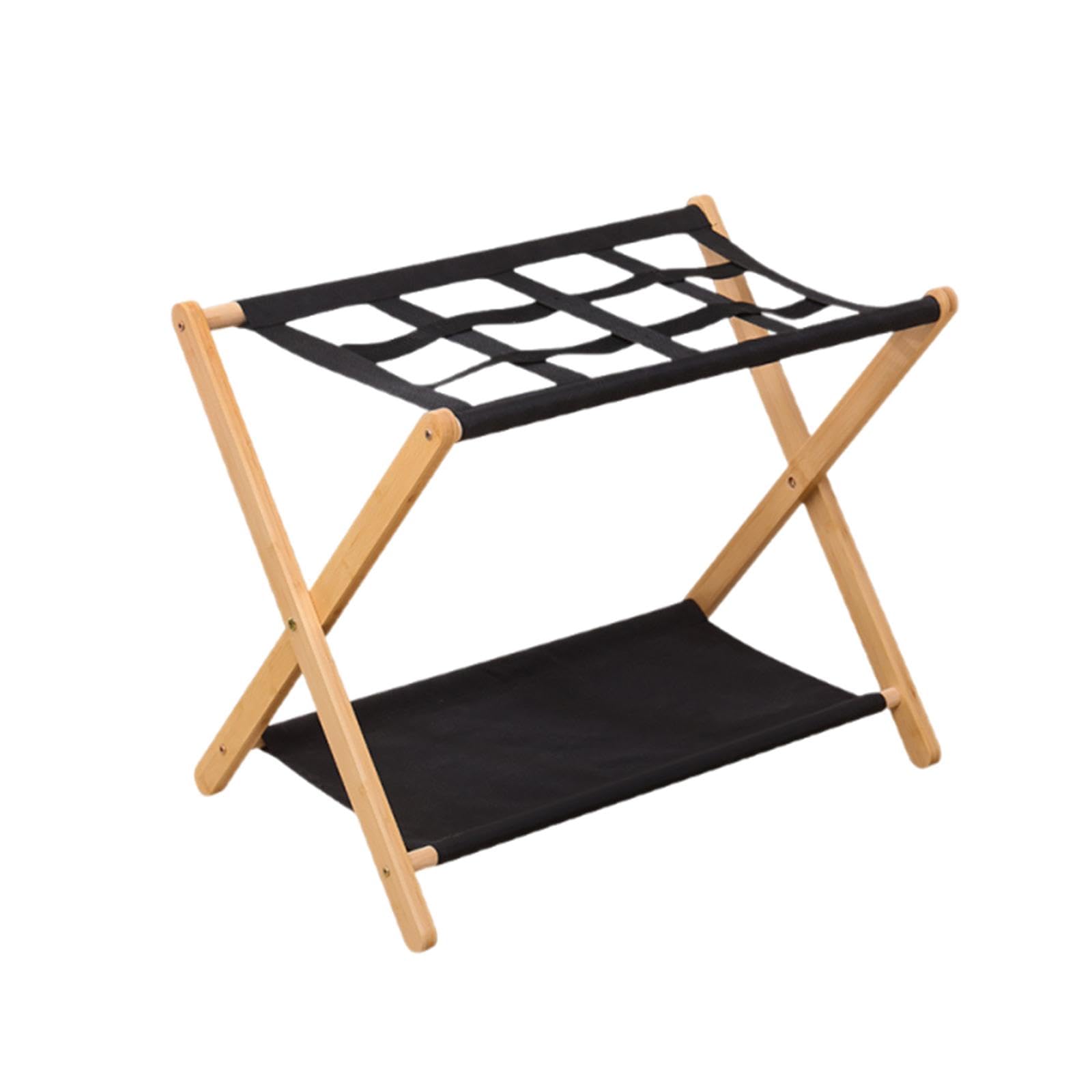 Milageto Luggage Rack de Bambú Plegable con Estante Inferior Y Almacenamiento Extra Soporte para Maletas de Viaje Organizador para Piso Adecuado para Dormitori, Color de La Madera, Individual