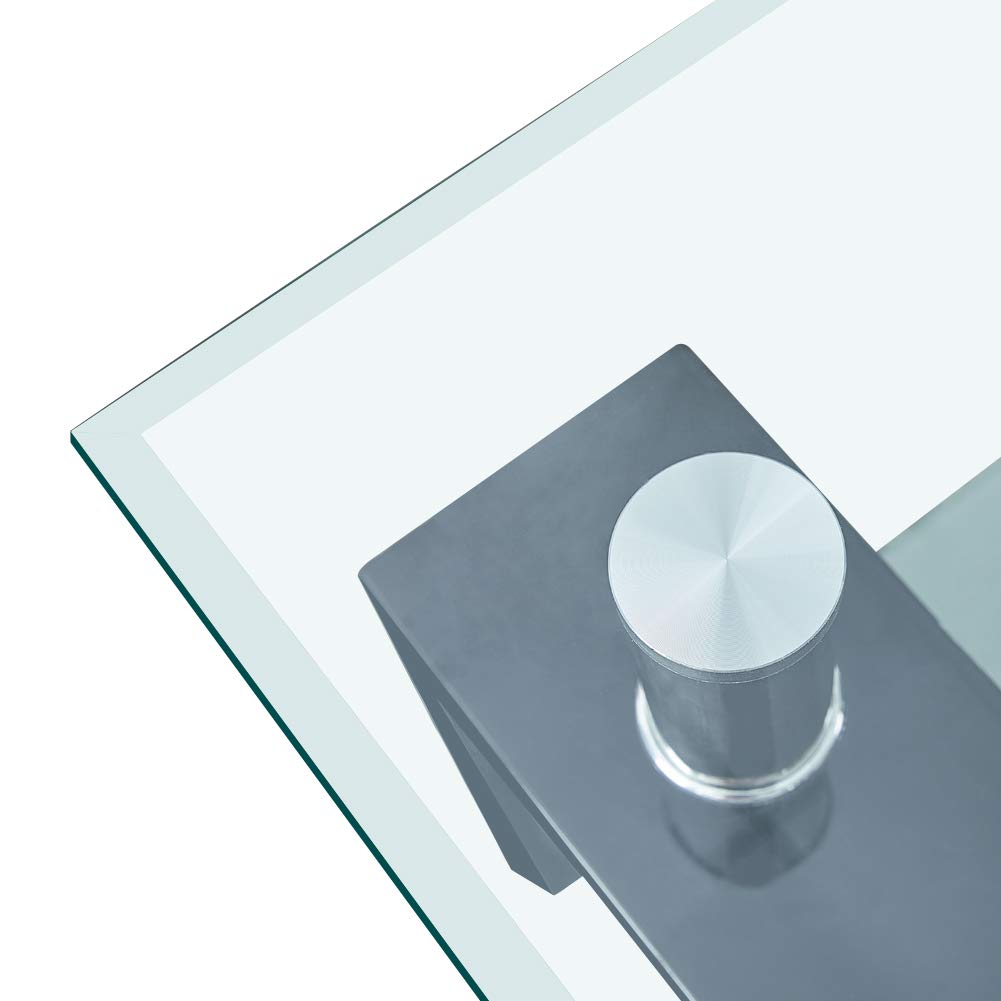 CLIPOP Couchtisch rechteckig, Glas, mit Ablage, 100×60×44 cm Schwarz