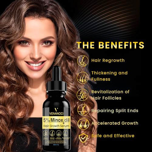 5% Minoxidil for Men Hair Growth Oil: Hair Regrowth Treatment for Scalp Hair Loss & Beard - Hair Growth Serum for Thicker, Longer, Fuller, Healthier Hair