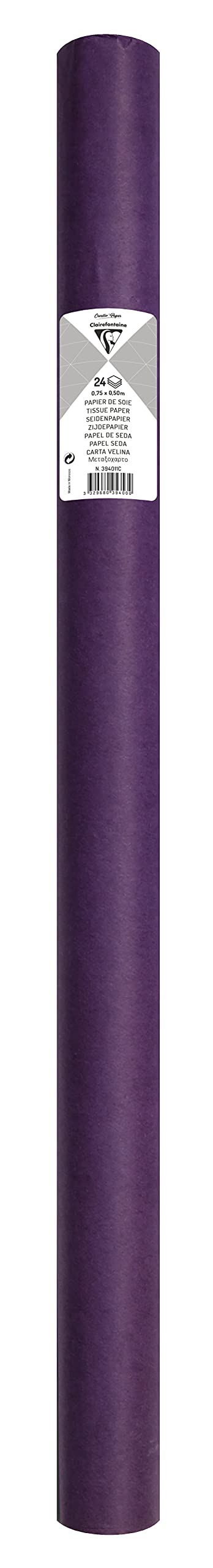 Clairefontaine 394011C Roll of 24 Sheets Silk Paper 18g/m² Format 50x75cm Fine Delicate Resistant Creative Leisure Packaging Creative Activity Violet Colour - Image 2