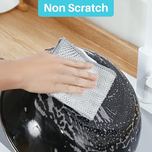 Image of JOYMOOP Non Scratch Wire Dishcloth-10 PCS, Double Layers Multipurpose Wire Dishwashing Rags, Wet & Dry Cleaning Rags for Dishes, Cookware, Sinks, Stoves & Fireplaces (11.8 inch x 11.8 inch)