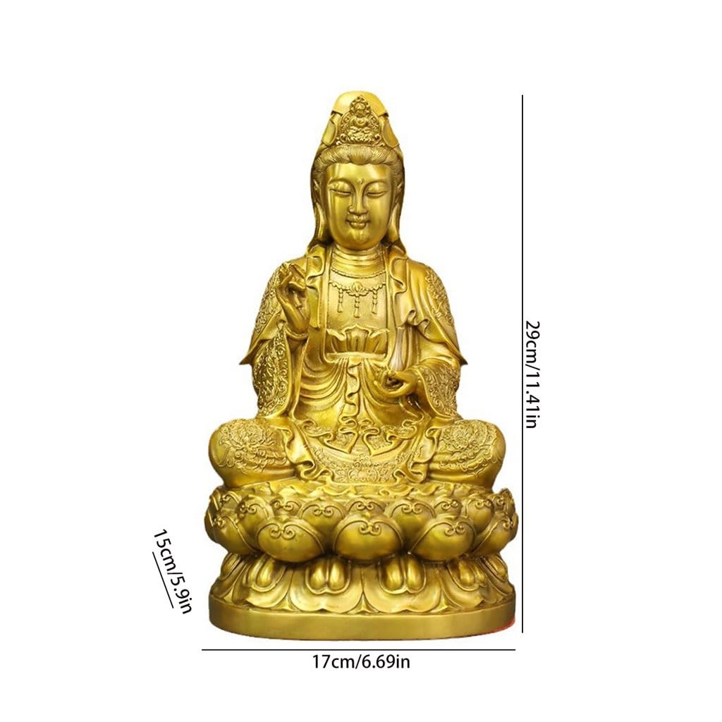 Kryty posąg Buddy Guanyin Bodhisattva - Mosiężne ozdoby Buddy, Kult Świątyni Zen, domowa medytacja, ozdobne ozdoby posąg Buddy w medytacji Figurka i rzeźba