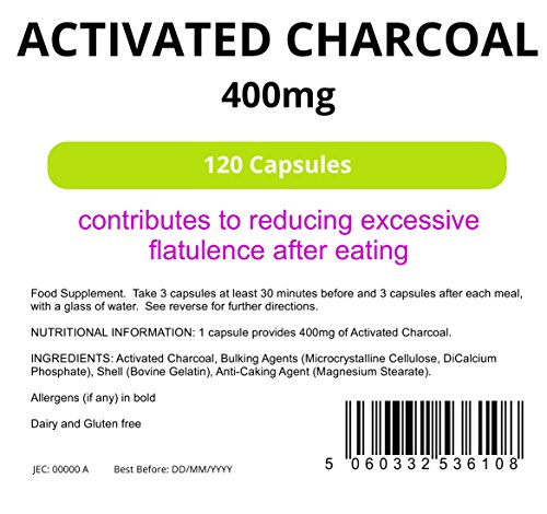 Lindens Capsule di carbone attivo da 400 mg | 120