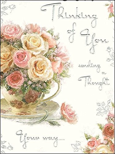 Mitgefühlskarte „Thinking Of You“ Mit Weißen Lilien – Einfühlsames Design, Inkl. Weißem Umschlag