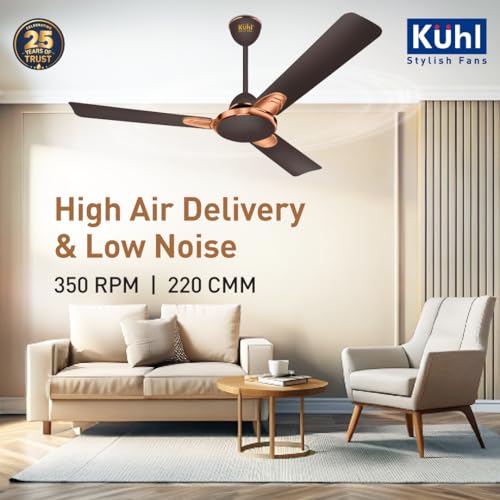 Image of KUHL Brise Star E3-DUO 1200mm BEE 5-Star BLDC Ceiling Fan |29W Energy Saving (Up to 65%) | High Airflow & Low Noise |Remote as well as Regulator Operated| 5 Year Motor Warranty | ISI Marked (Espresso)