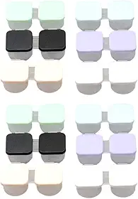 Healifty Caixa de lentes de contato coloridas quadrada para lentes de contato, caixa de lentes de contato para viagem e casa 24 peças