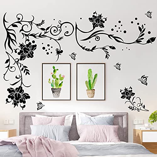 Vinilo Decorativo Black Vines Flores, 2 piezas 30x90 cm miniatura 3