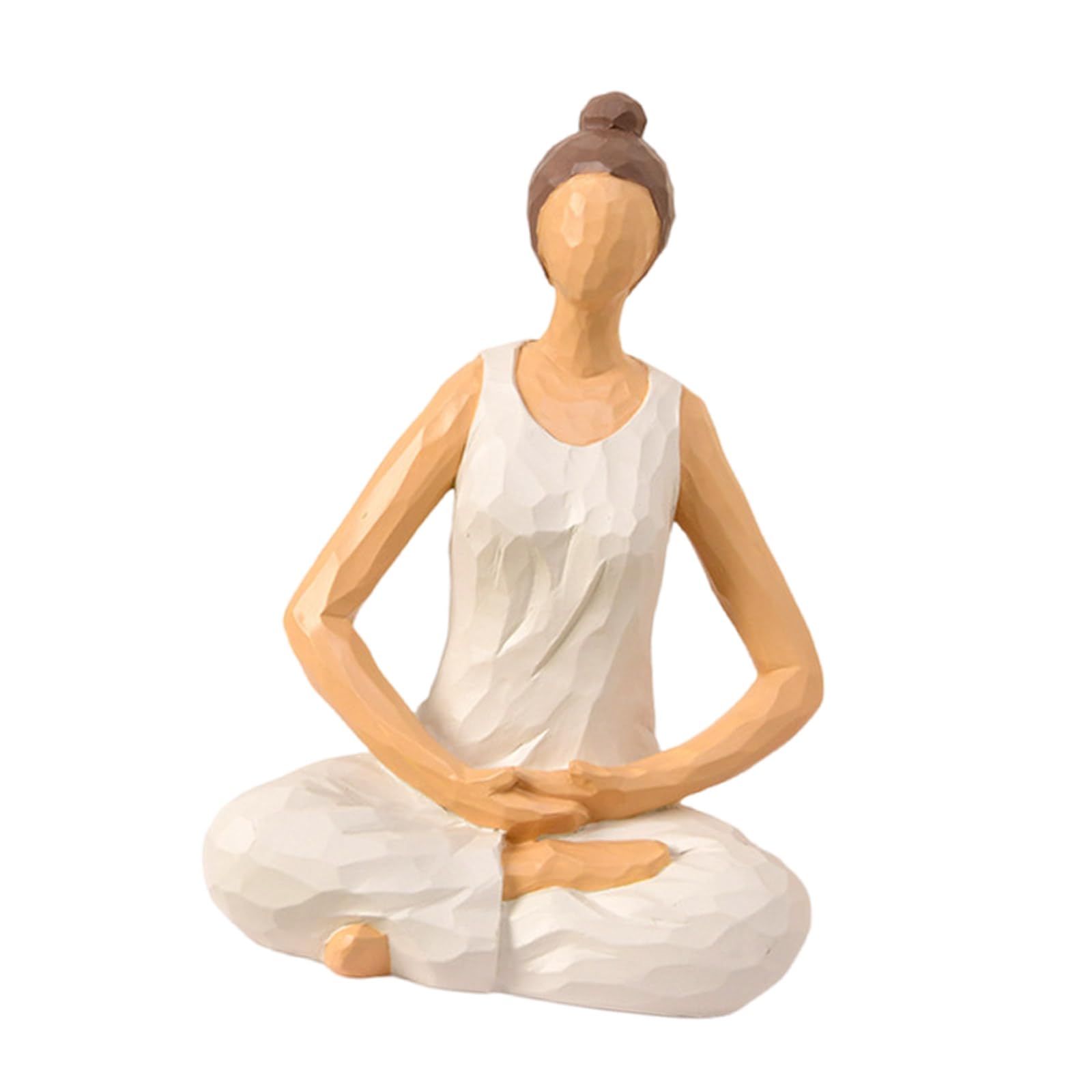 Mllepjdh Meditations Pose Woman Figurine with Woodcut Effect Home Decoration or Peaceful Environment for Living Room or Bedroom Living Room Ornament
