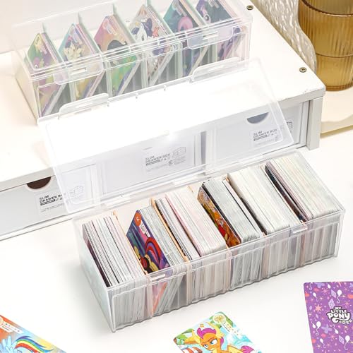 Feirdhoo Transparenter Karteikarten Box, Karteikasten din A8 mit Abnehmbaren Trennbretter, Karteikartenbox Fasst 606 Karten, Vokabelbox Lernbox für Karten Sammeln, Visitenkarten, Spielkarten