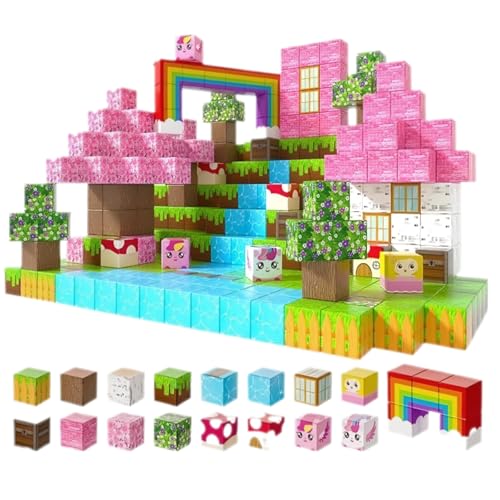 Luxalba 100Pcs Unicorn Castle Magnetic Building Block Toy
