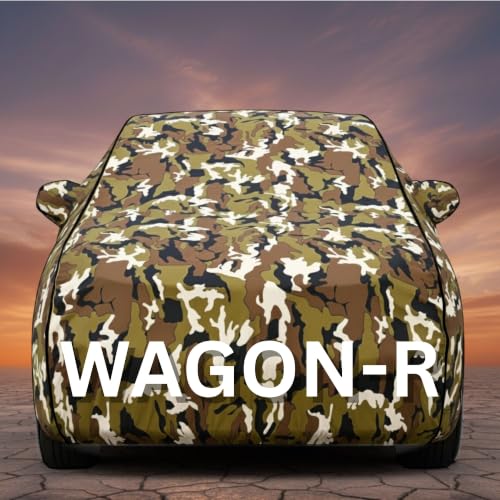 Image of Premium Jungle Print Series 100% Waterproof Car Body Cover for WagonR Cover (All Models) with Mirror Pockets | Triple Stitched, Elastic, Custom Fit, Heat Resistant, Anti-Dust, All-Weather Cover