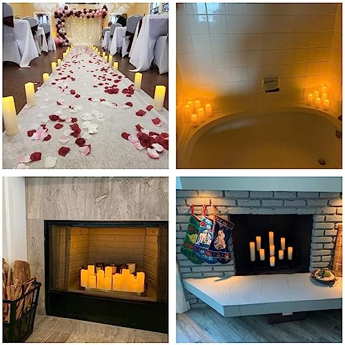Image of Aignis 24pcs Flameless LED Candles Battery Operated with 10-Key Remote Timer, Outdoor Waterproof Electric Lights, Warm Flickering Glow for Cozy Home /Wedding /Holiday Decor (D2.2'' x H4'' /5'' /6'' /7'')