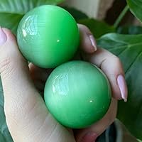 Vista 3 de Bolas artificiales de cristal Baoding de ojo de tigre de gato verde de 2 pulgadas, bolas de terapia de manos, bolas de estrés para aliviar