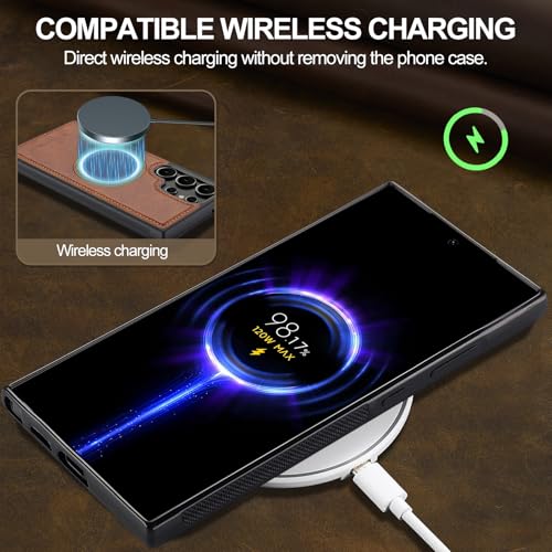 Coque Galaxy S23 Ultra magnétique en cuir premium marron - 5