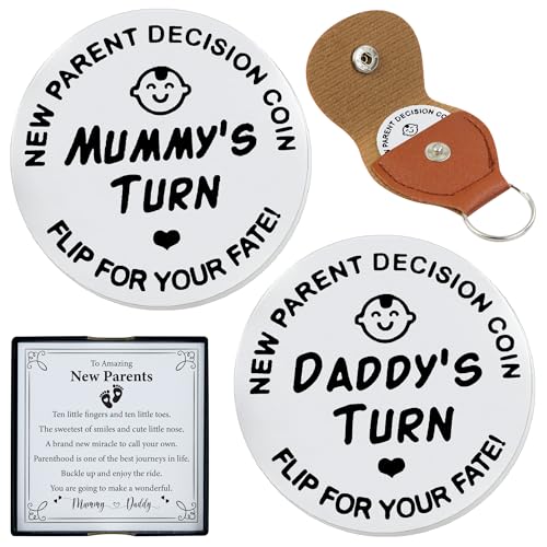 New Parent Flip Decision Coin with Leather Case – Mommy