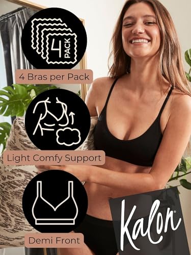 Image of Kalon Women's 4 Pack Demi Padded Bralette Wireless Comfortable Bra